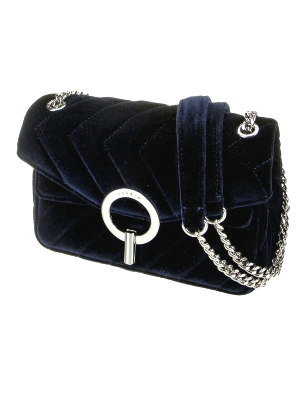 Sandro Midnight Blue Velvet Crossbody Bag